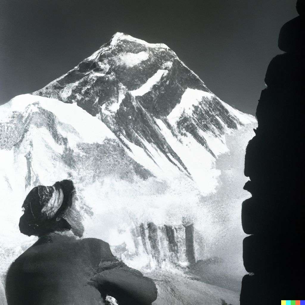 someone gazing at Mount Everest, photograph taken by George Hurrell